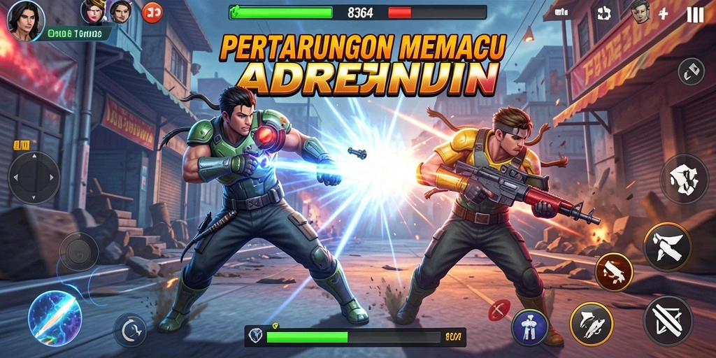 Screenshot menampilkan aksi penuh adrenalin dalam gameplay 8364.