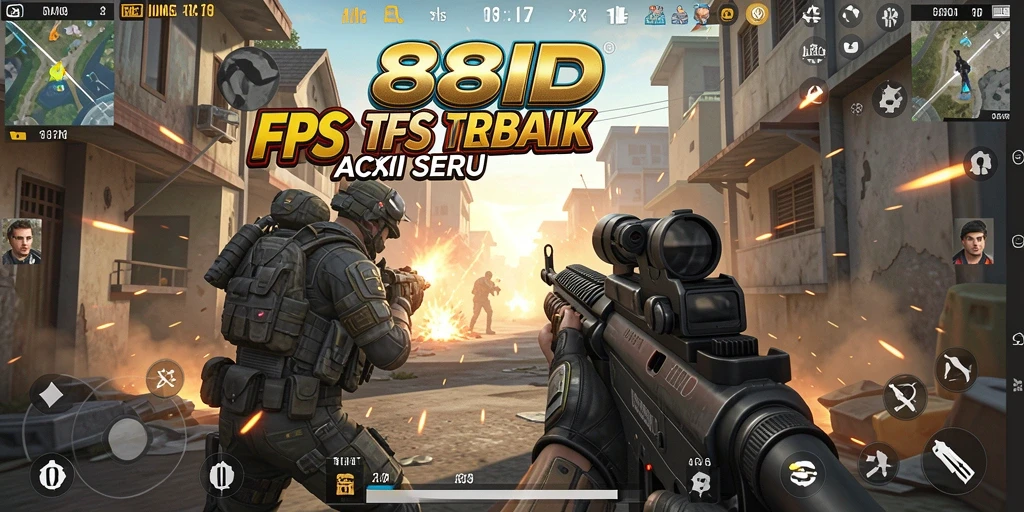 Tangkapan layar aksi mendebarkan dalam permainan FPS 88ID.