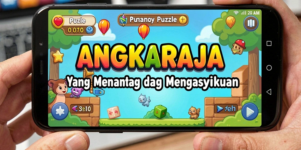 Tampilan gameplay ANGKARAJA dengan teka-teki yang menantang.
