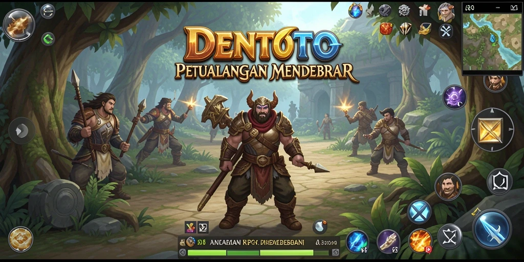 Tangkapan layar DENTOTO menunjukkan pertempuran seru di dunia fantasi.