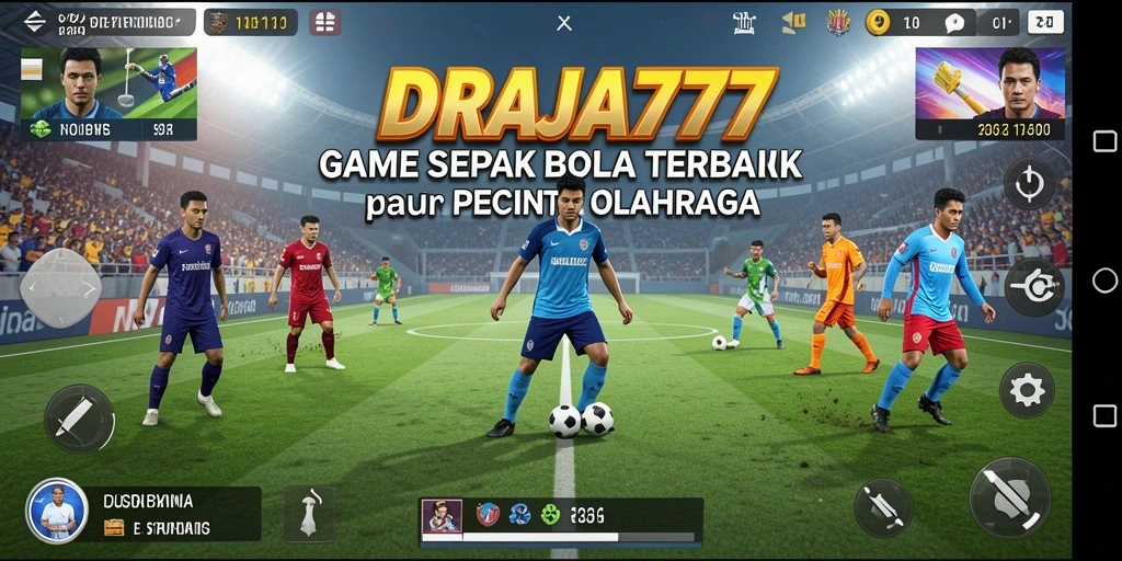 Tampilan gameplay DRAJA777 yang epik dan penuh aksi di lapangan sepak bola.
