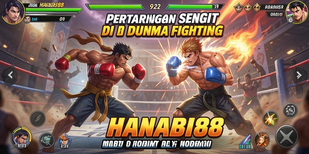 Tampilan gameplay HANABI88 dengan pertarungan yang intens.