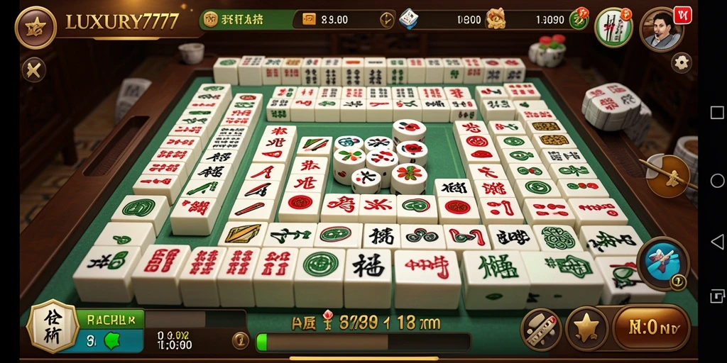 Tangkapan layar gameplay LUXURY777 menampilkan keseruan dan strategi permainan Mahjong.
