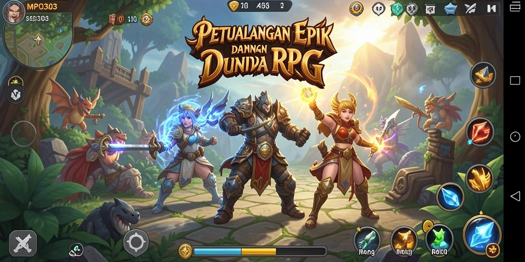 Tampilan gameplay MPO303 menunjukkan aksi pertarungan epik dalam dunia RPG.