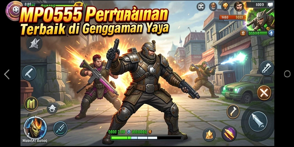 Tangkapan layar MPO555 menampilkan pertarungan seru antar karakter dalam arena.