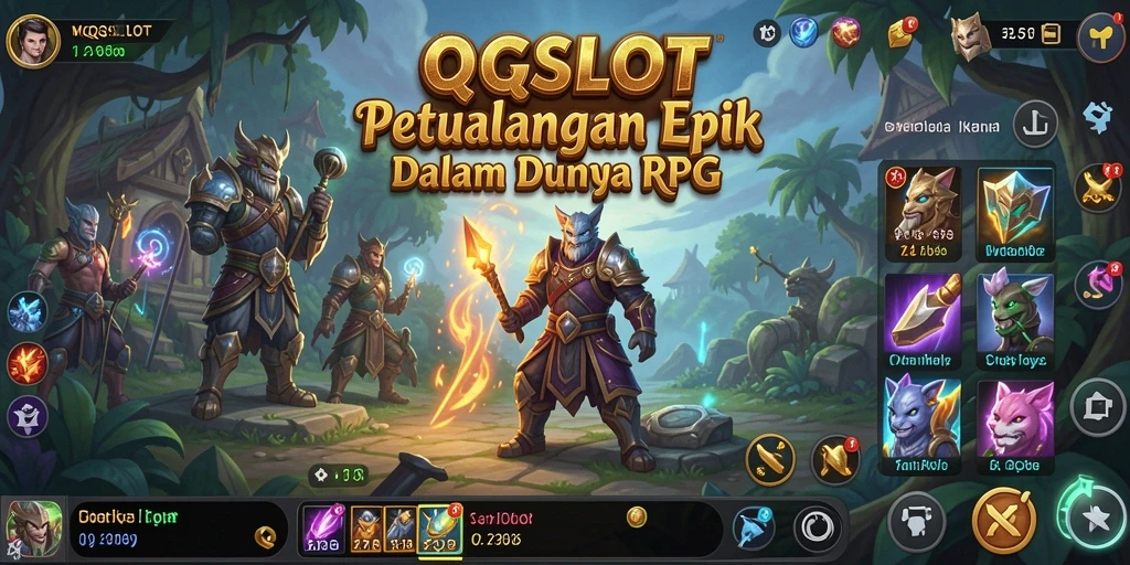 Screenshot utama QQSLOT menunjukkan aksi pertempuran RPG yang mendebarkan.