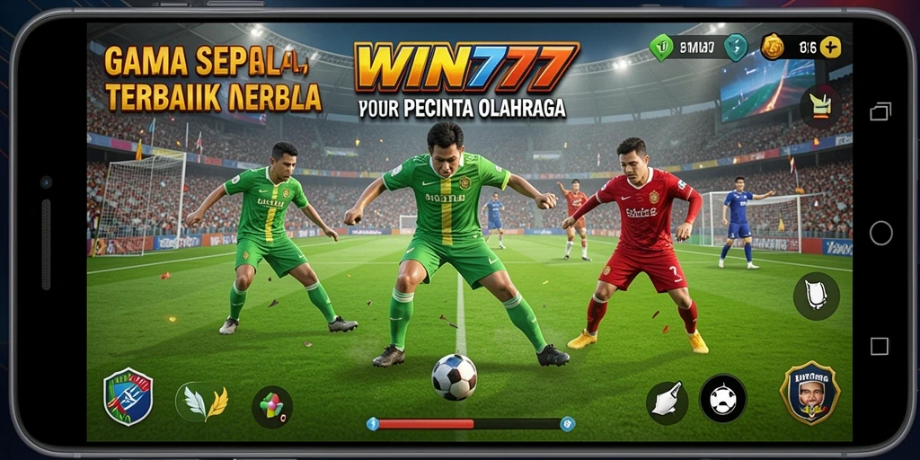 Tampilan gameplay penuh aksi di WIN777 dengan para pemain beraksi di lapangan.